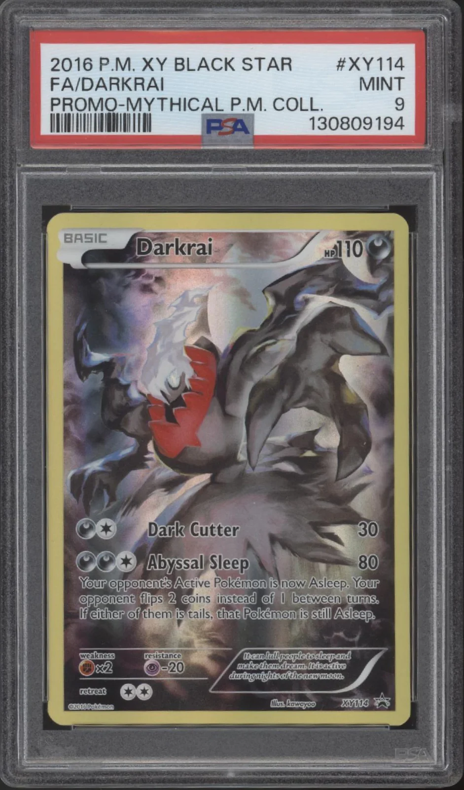 Darkrai Pokemon XY Black Star Promo Mythical Collection #XY114 PSA 9