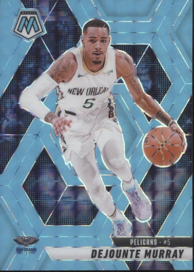 Dejounte Murray 2024-25 Panini Mosaic Blue Fluorescent Prizm 20/75 #82
