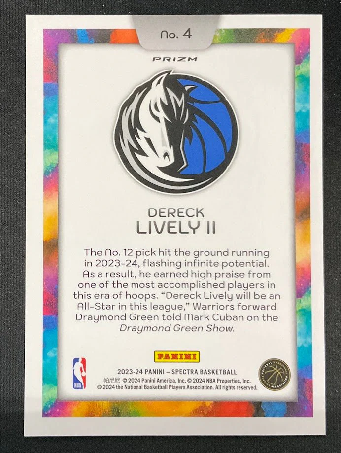 Dereck Lively II 2023-24 Panini Spectra Color Blast Prizm RC #4 - Image 4