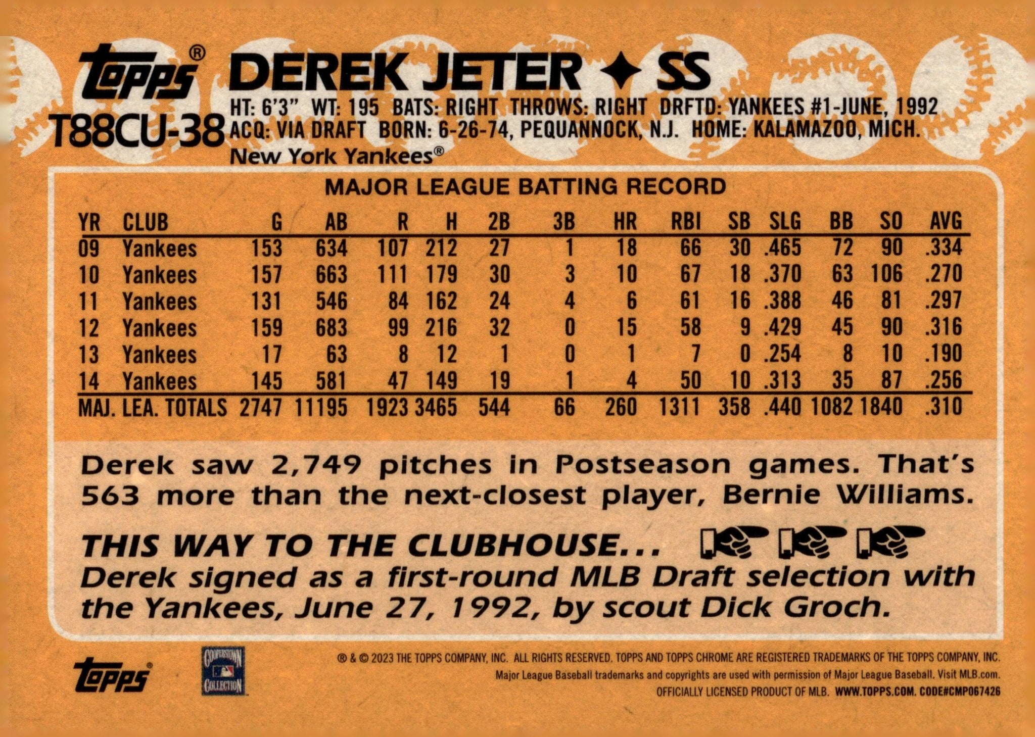 Derek Jeter 2023 Topps Chrome 35th Anniversary Mojo Refractor #T88CU-38 - Image 2