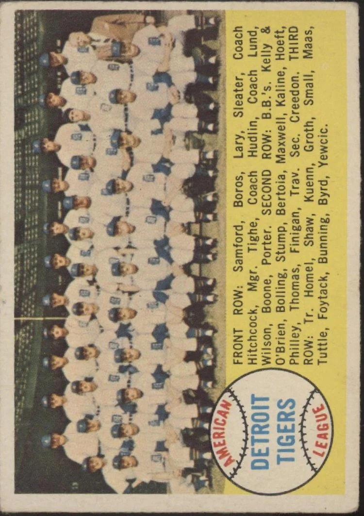 Detroit Tigers 1958 Topps Checklist #397A VG-EX
