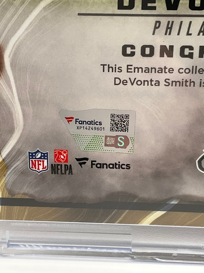 DeVonta Smith Underwraps Emanate Auto 42/50 Fanatics COA - Image 4