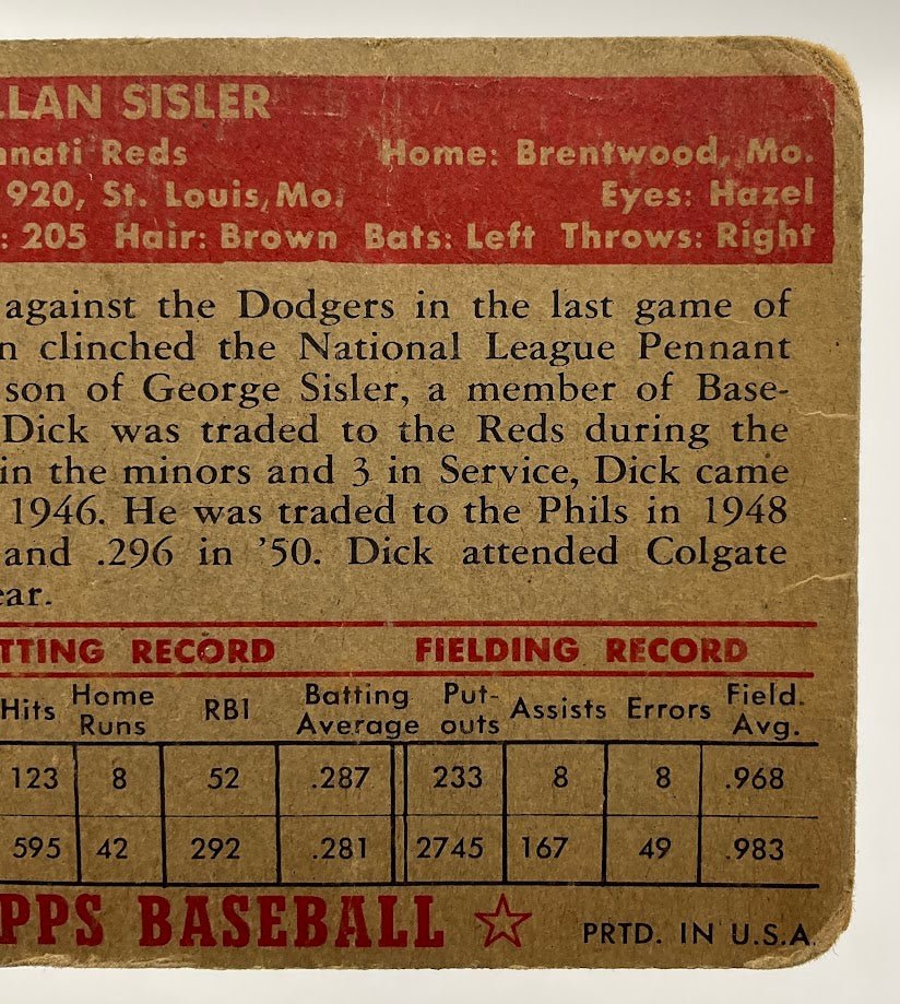 Dick Sisler 1952 Topps #113 Cincinnati Reds GD - Image 5