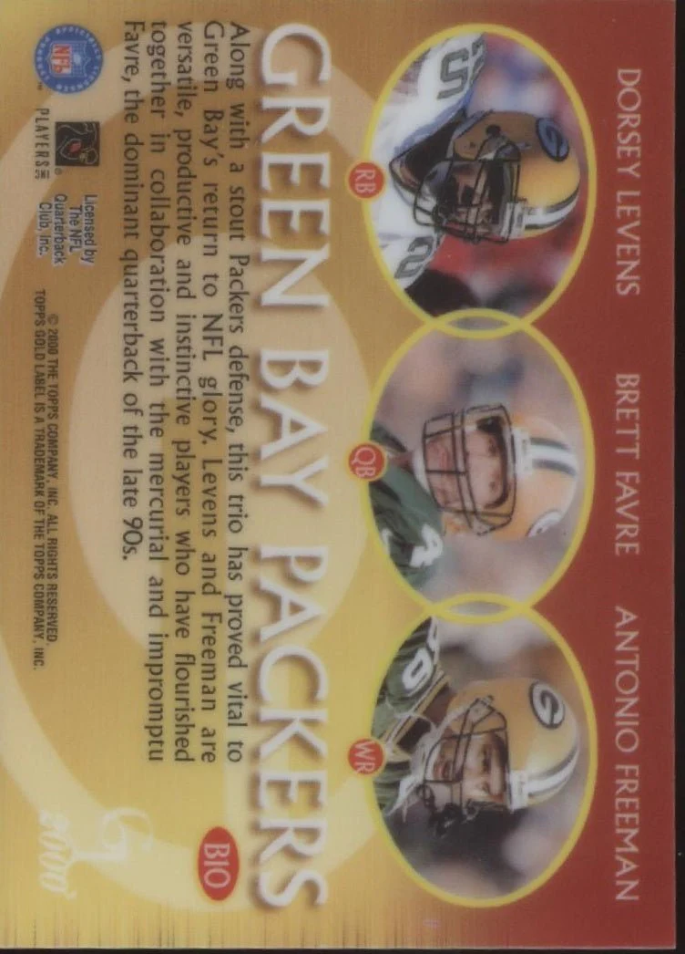Dorey Levens / Brett Favre / Antonio Freeman 2000 Topps Gold Label Bullion #B10 - Image 2