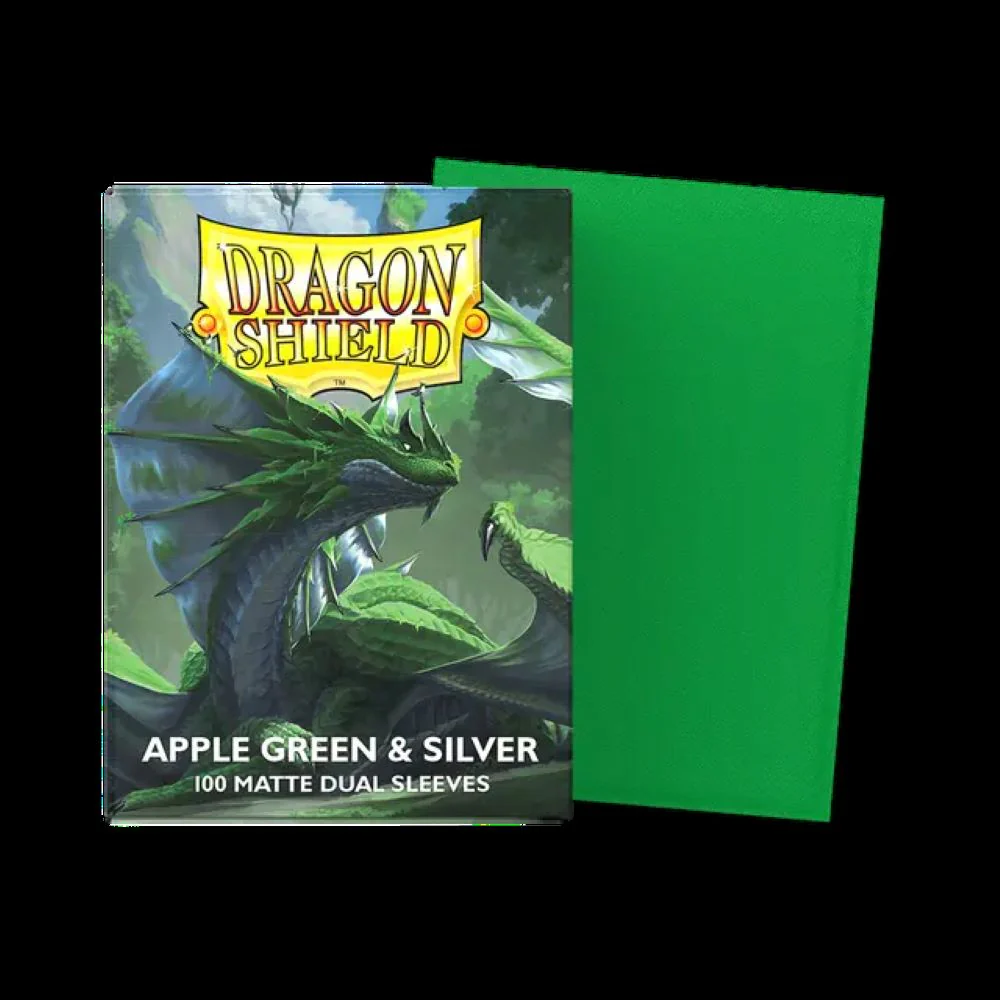 Dragon Shield 100ct Dual Matte Sleeves - Apple Green & Silver - Image 2