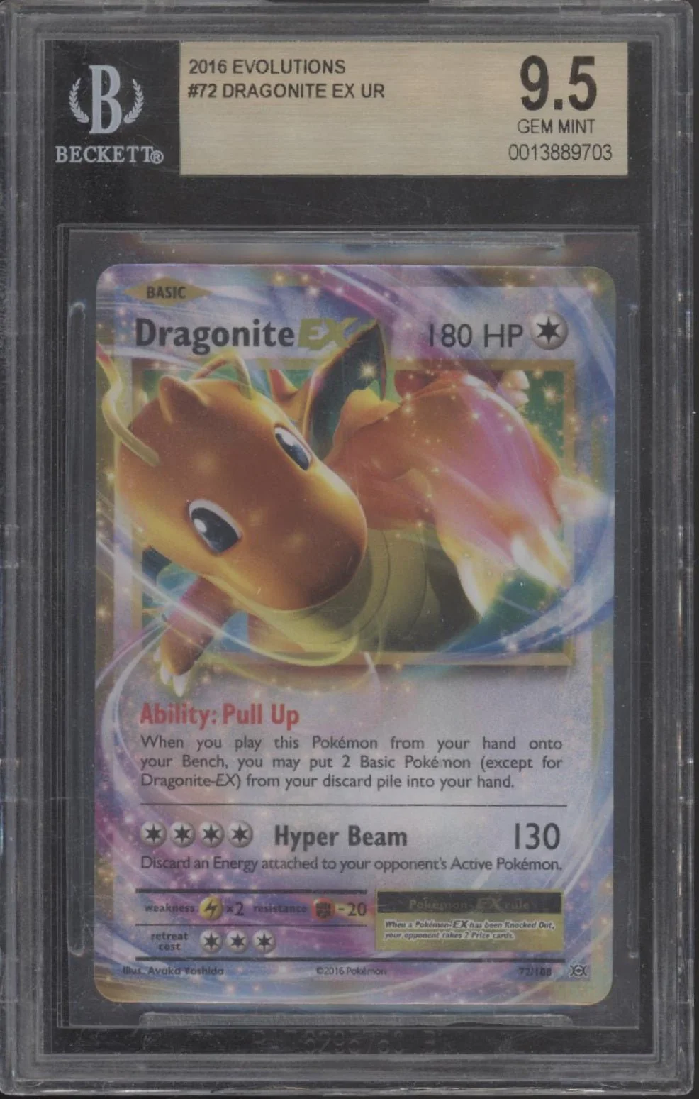 Dragonite EX Pokemon Evolutions #72 Beckett 9.5