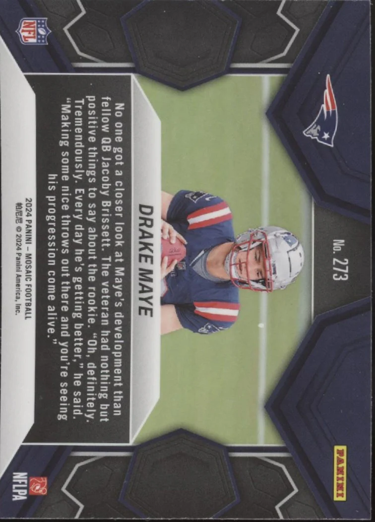 Drake Maye 2024 Panini Mosaic NFL Debut RC #273 - Image 2