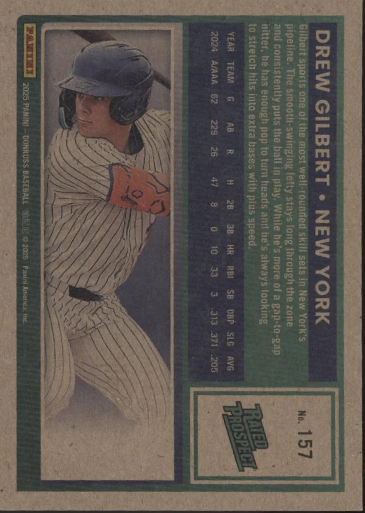 Drew Gilbert 2025 Panini Donruss Rated Prospect Artist Proof 08/25 #157 - Image 2