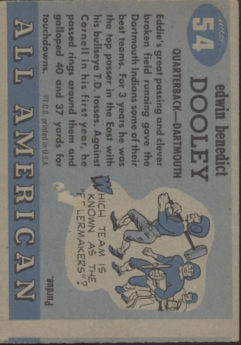 Eddie Dooley 1955 Topps All American RC #54 VG - Image 2