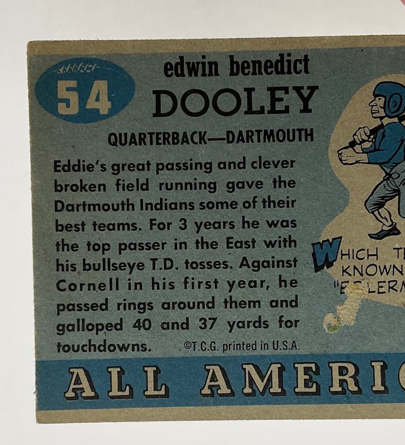 Eddie Dooley 1955 Topps All American RC #54 VG - Image 6