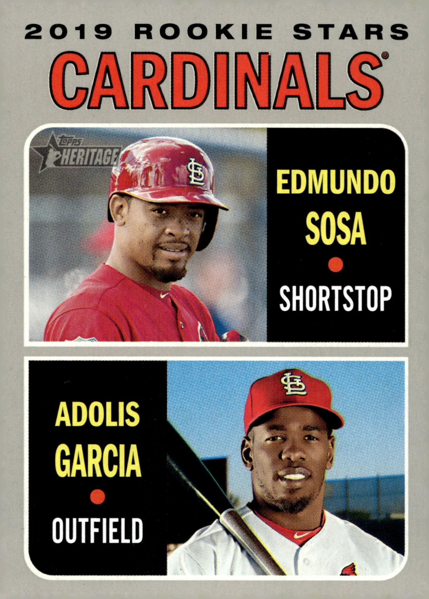 Edmundo Sosa / Adolis Garcia 2019 Topps Heritage Cardinals Rookie Stars RC #286