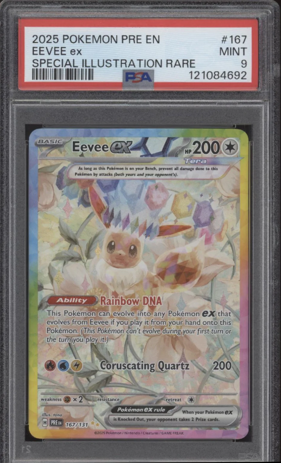 Eevee ex Pokemon Prismatic Evolutions Special Illustration Rare #167 PSA 9 #2