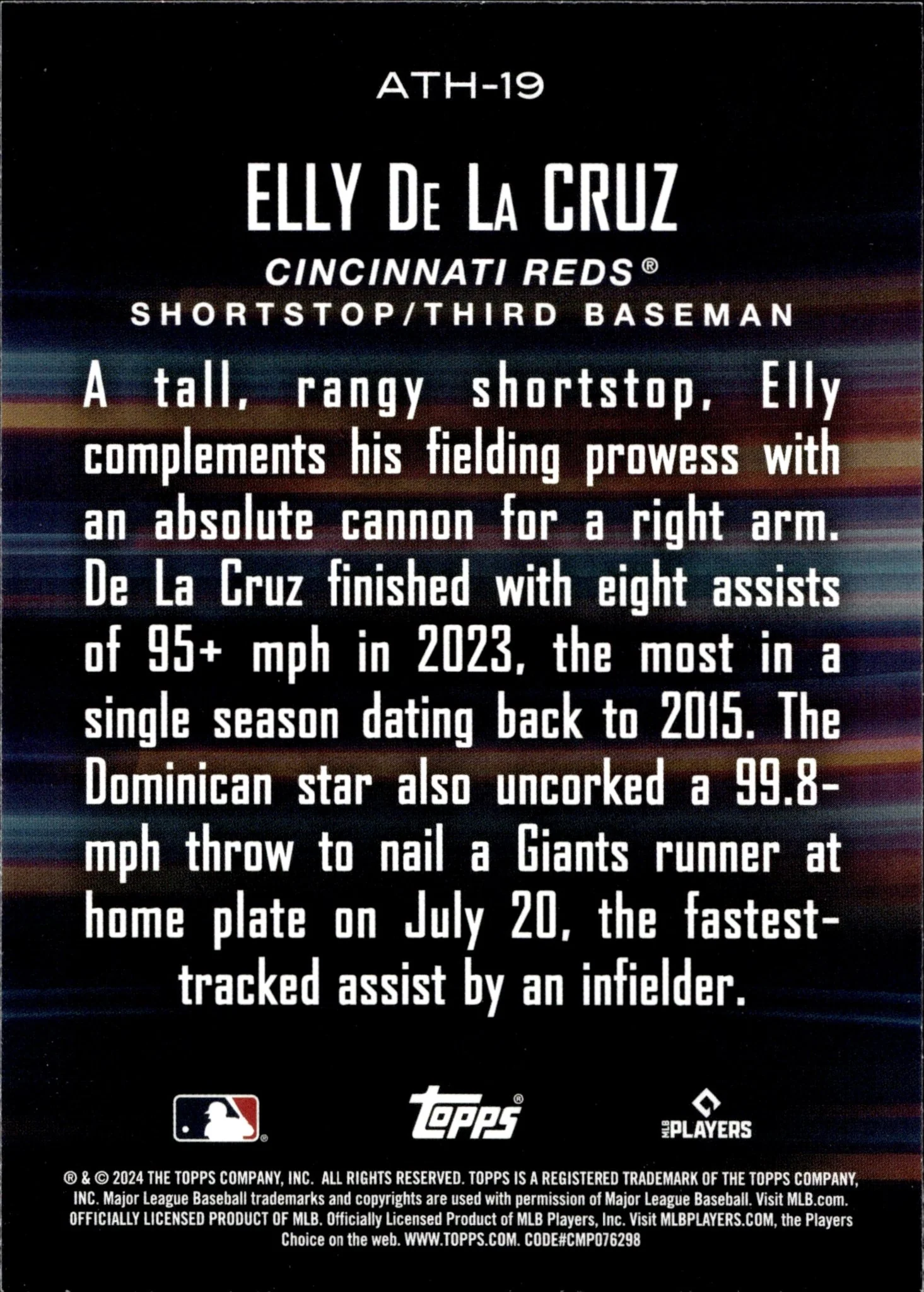 Elly De La Cruz 2024 Topps Series 2 Around the Horn RC #ATH-19 - Image 2
