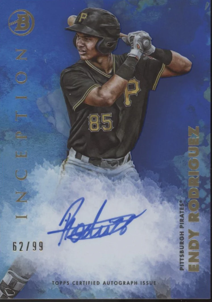 Endy Rodriguez 2021 Bowman Inception Base Prospect Blue Auto 62/99 #PA-ER