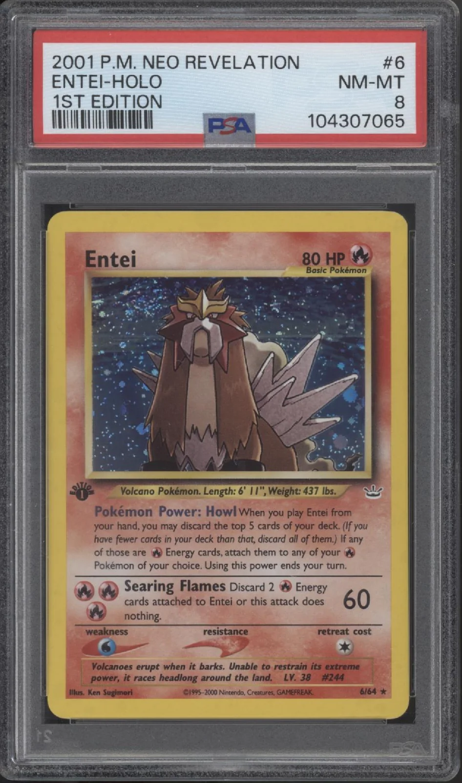 Entei Pokemon Neo Revelation Holo 1st Edition #6 PSA 8
