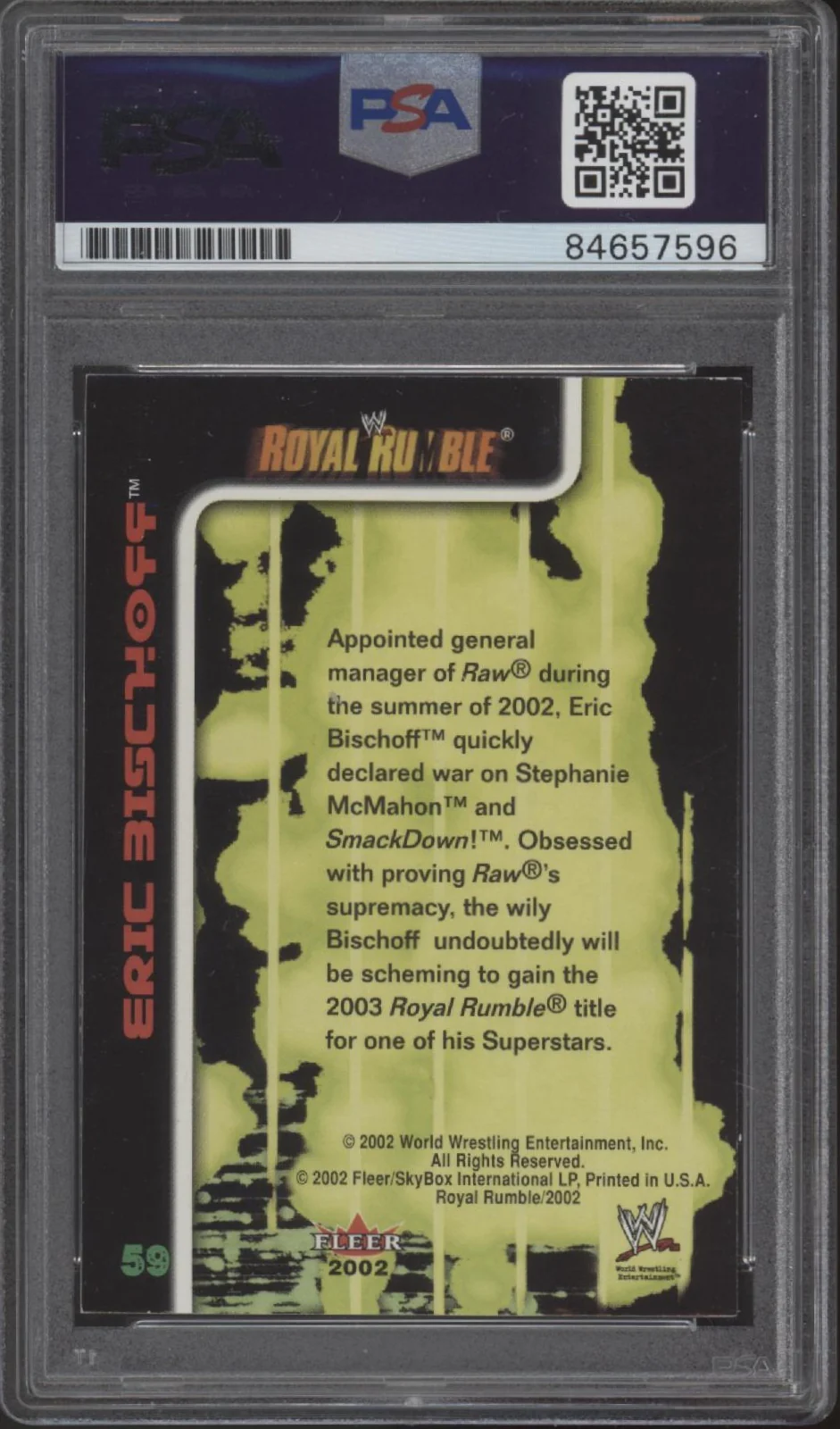 Eric Bischoff 2002 Fleer Royal Rumble #59 with PSA Authentic Auto - Image 2