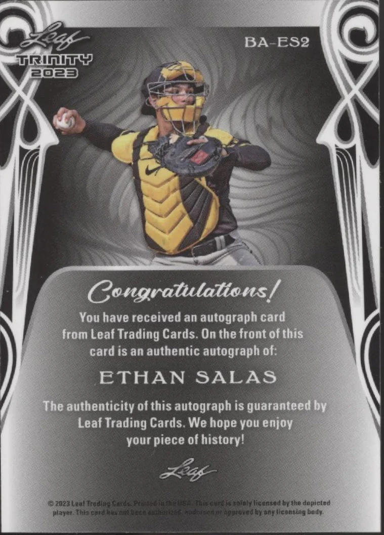 Ethan Salas 2023 Leaf Trinity RC Auto 32/99 #BA-ES2 - Image 2