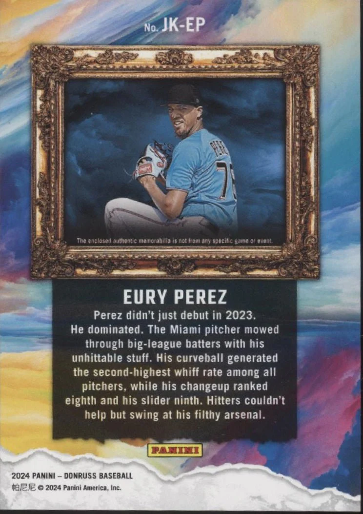 Eury Perez 2024 Panini Donruss Jersey Kings Swatch #JK-EP - Image 2