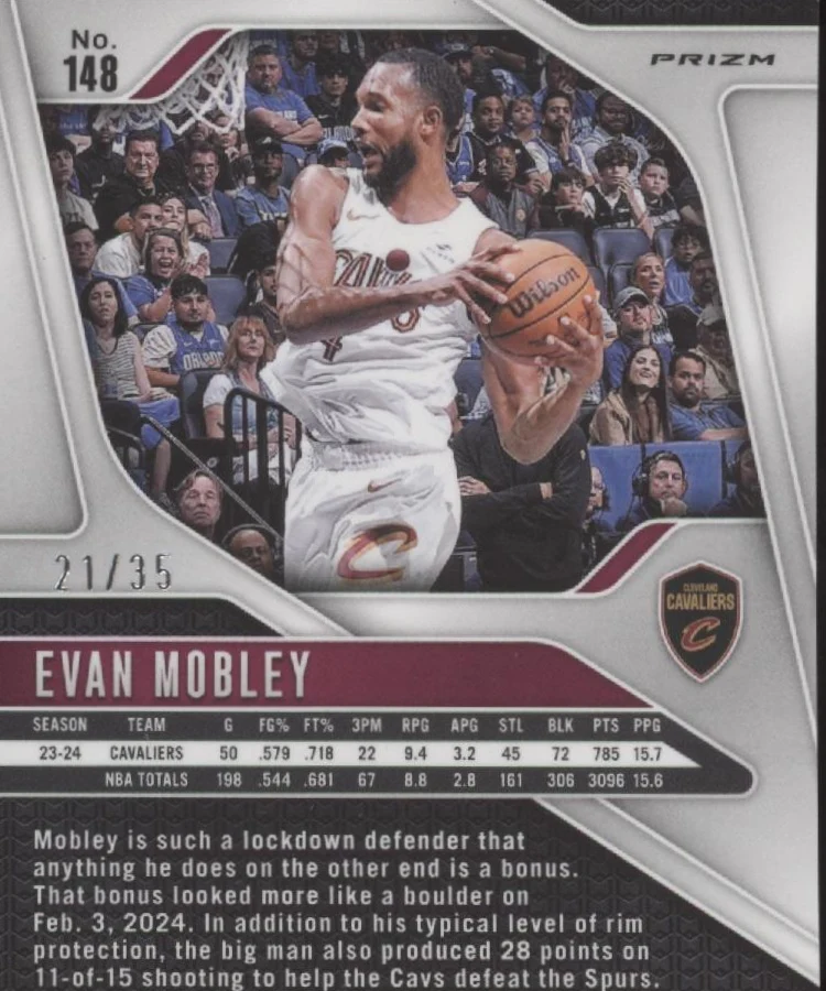 Evan Mobley 2024-25 Panini Prizm Purple Pulsar Prizm 21/35 #148 - Image 2