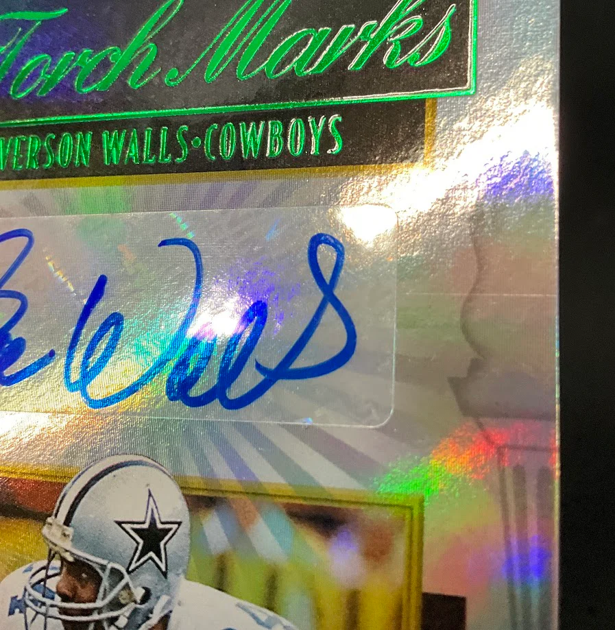 Everson Walls 2019 Panini Passing the Torch Green Holo Auto 05/10 #TM-EW - Image 3