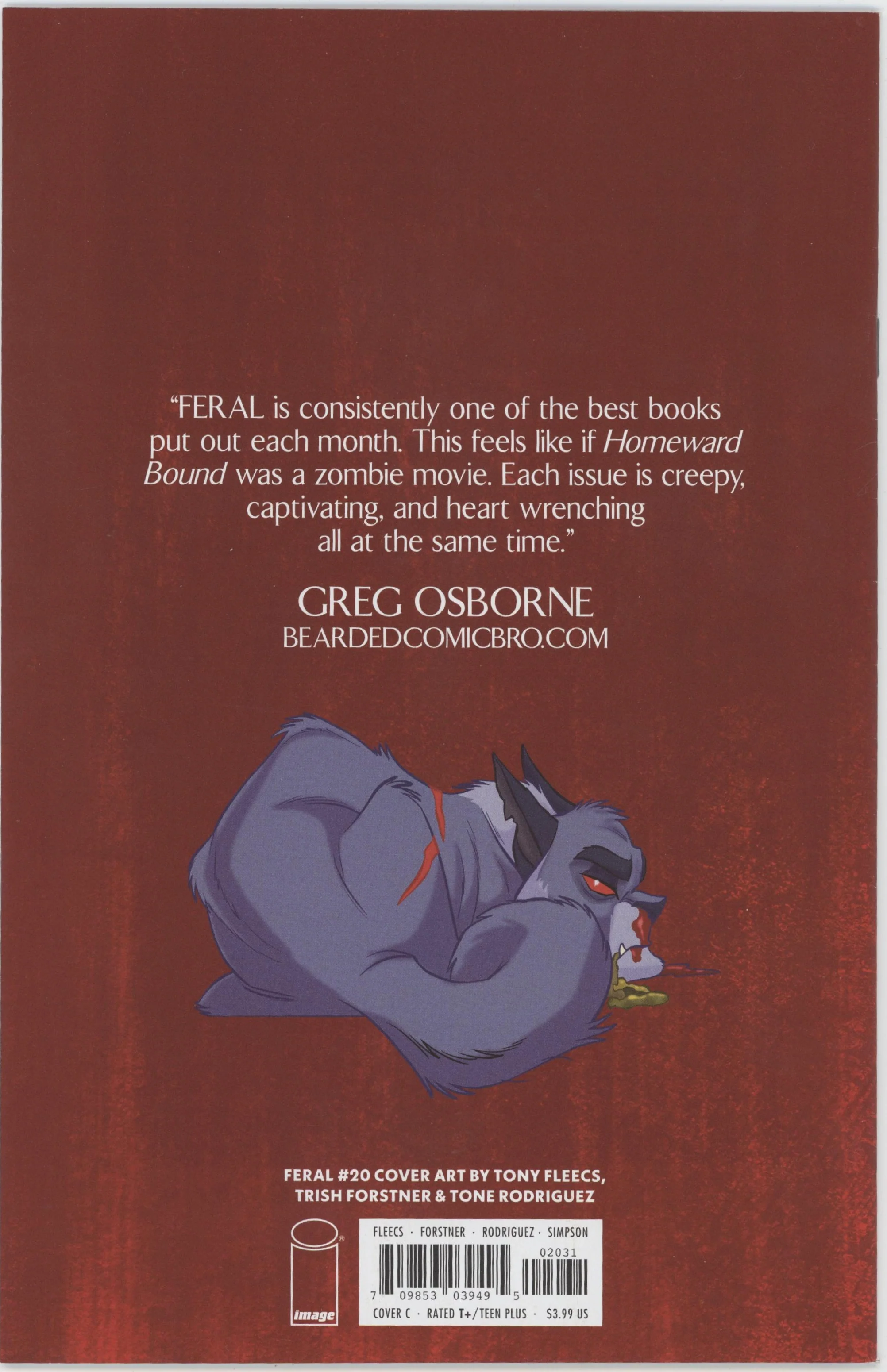 Feral #20 Cover C 1 in 10 Tony Fleecs & Tone Rodriguez Full Art Variant - Image 2