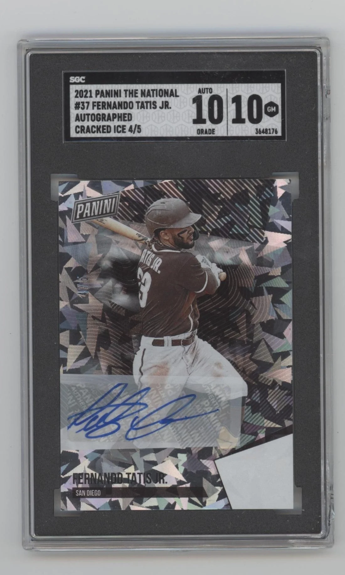 Fernando Tatis Jr. 2021 Panini The National Cracked Ice Auto 4/5 SGC 10 / 10