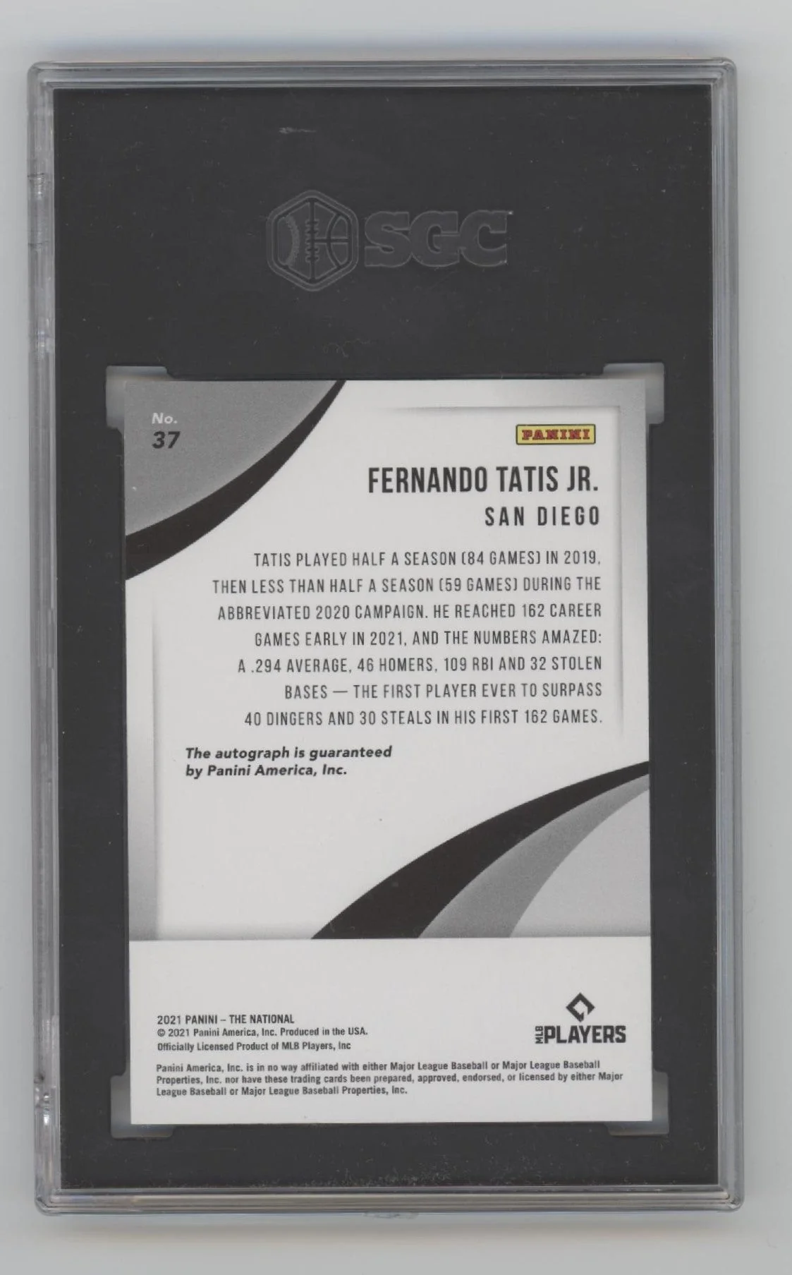 Fernando Tatis Jr. 2021 Panini The National Cracked Ice Auto 4/5 SGC 10 / 10 - Image 2