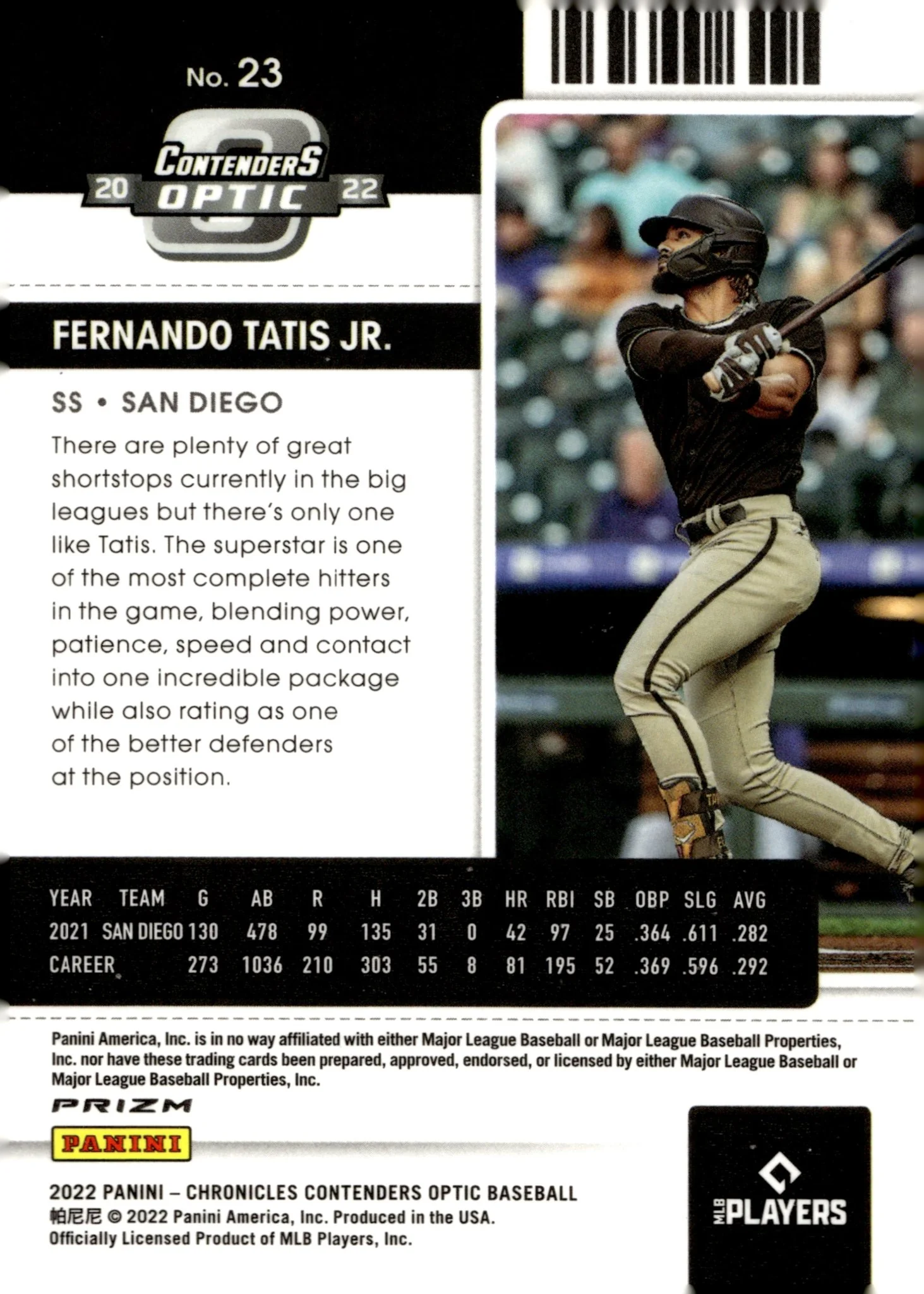 Fernando Tatis Jr. 2022 Chronicles Contenders Optic Season Pink Pulsar Prizm #23 - Image 2