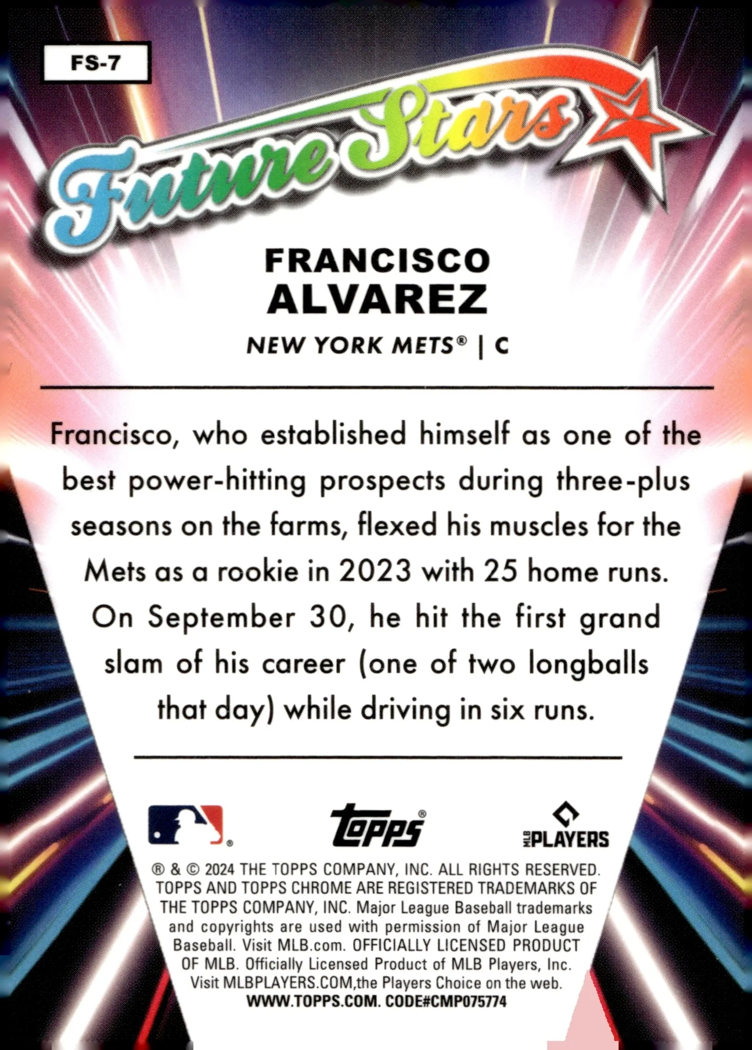 Francisco Alvarez 2024 Topps Chrome Future Stars Refractor #FS-7 - Image 2