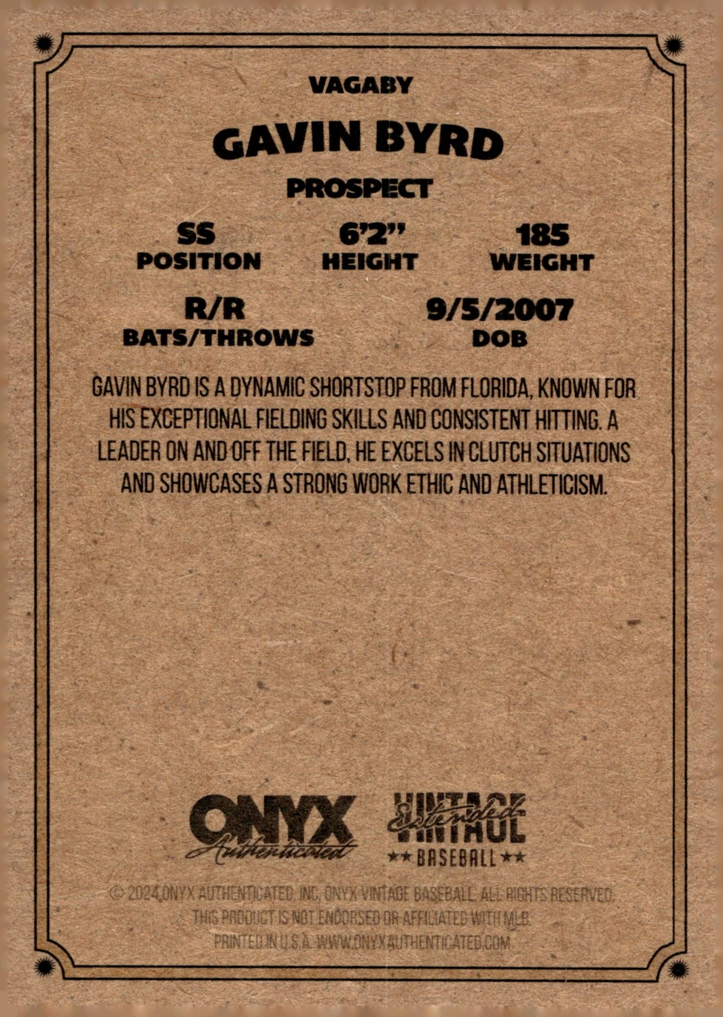 Gavin Byrd 2024 Onyx Vintage Extended Auto #VAGABY - Image 2