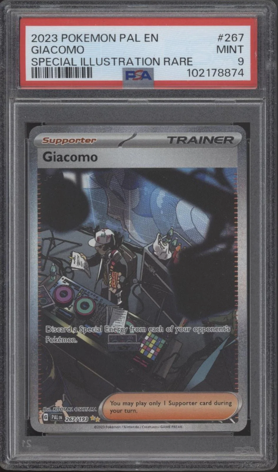 Giacomo Pokemon Paldean Fates Special Illustration Rare #267 PSA 9