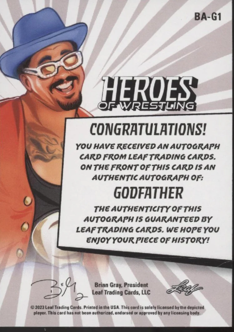 Godfather 2023 Leaf Heroes of Wrestling Auto #BA-G1 - Image 2