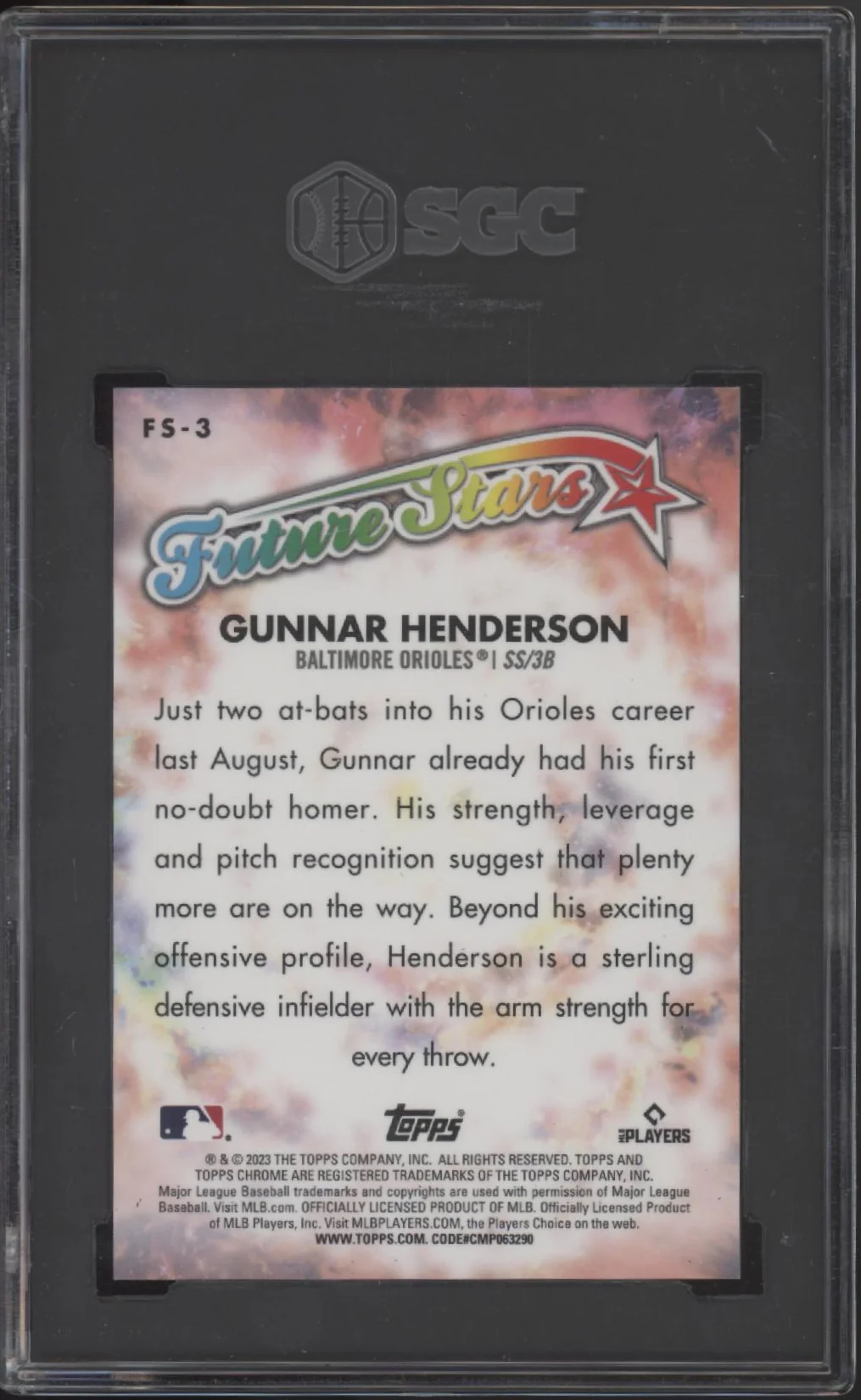 Gunnar Henderson 2023 Topps Chrome Logofractor Future Star Yellow RC 6/75 SGC 10 - Image 2