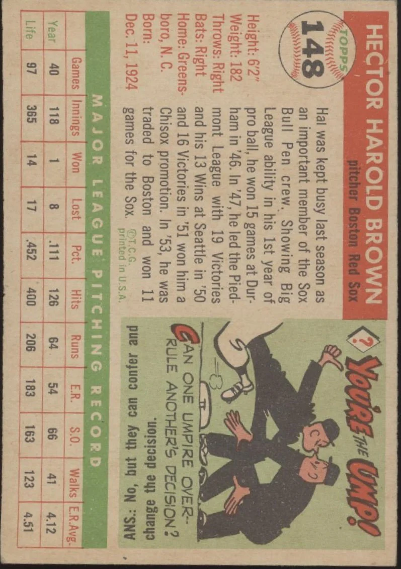Hal Brown 1955 Topps #148 Boston Red Sox VG-EX #2 - Image 2