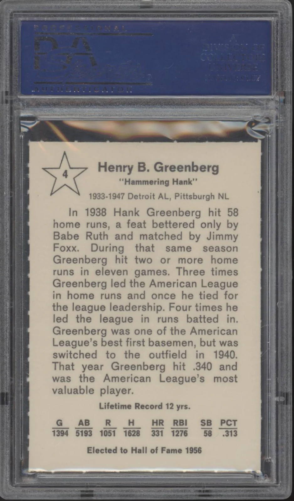 Hank Greenberg 1961 Golden Press #4 PSA 9 - Image 2