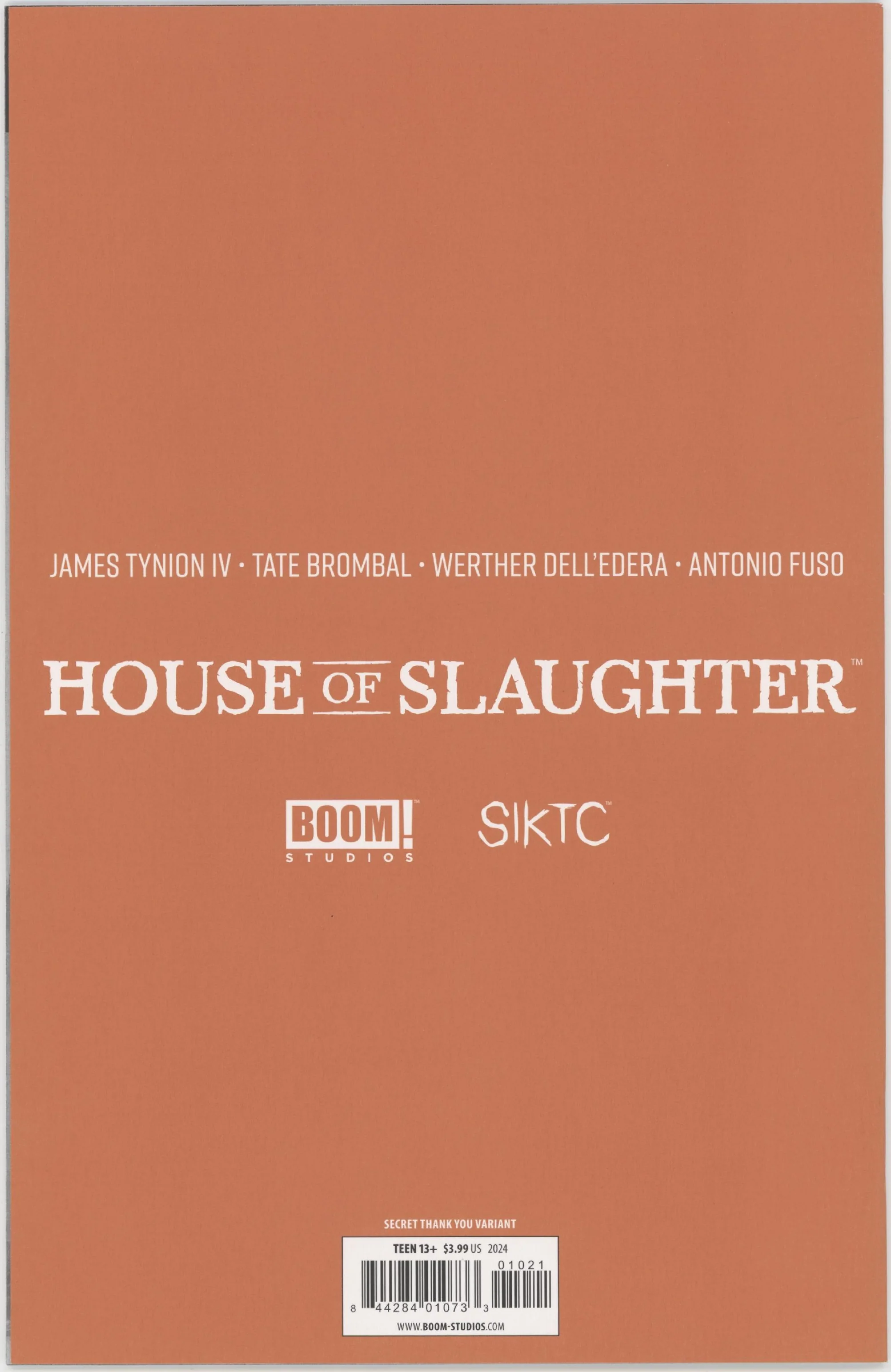 House of the Slaughter Ashcan Issue #21B Secret Thank You Variant - Image 2