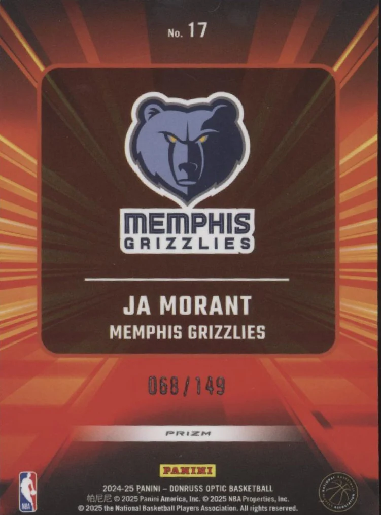 Ja Morant 2024-25 Panini Donruss Optic Express Lane Red Seismic Prizm 068/149 #1 - Image 2
