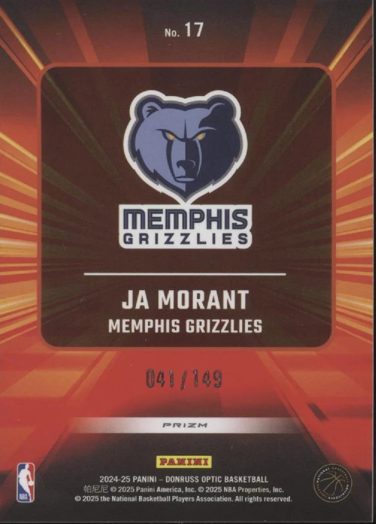 Ja Morant 2024-25 Panini Donruss Optic Express Lane Red Seismic Prizm 068/149 #2 - Image 2
