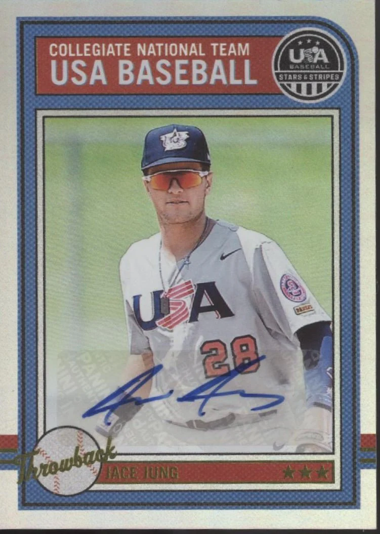 Jace Jung 2025 Panini USA Baseball Stars & Stripes Throwback Holo Auto #AS-JJ