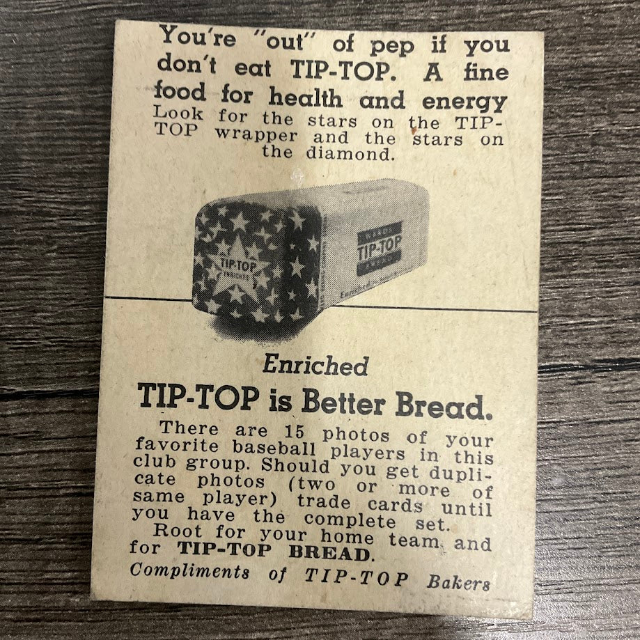 Jack Kramer 1947 Tip-Top Bread Baseball St. Louis Browns - Image 2