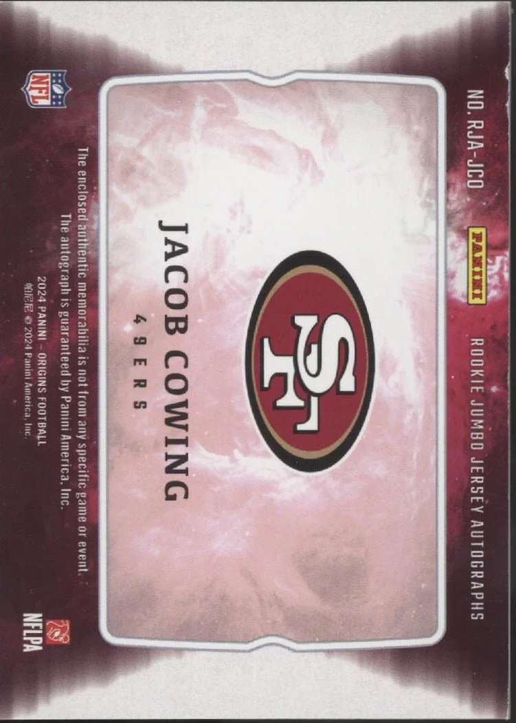 Jacob Cowing 2024 Panini Origins Swatch RC Auto #RJA-JCO - Image 2
