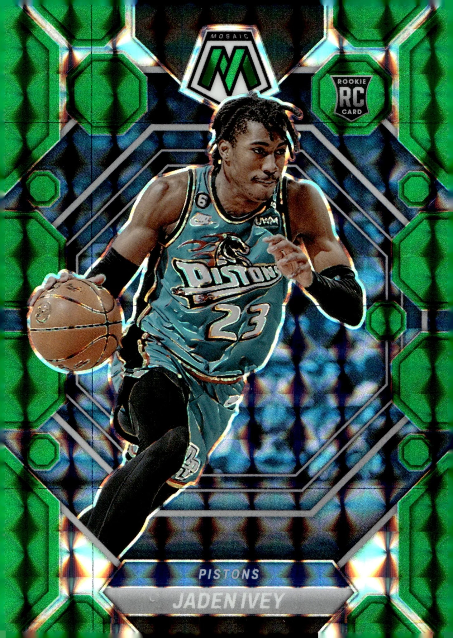 Jaden Ivey 2022-23 Panini Mosaic Green Prizm RC #216