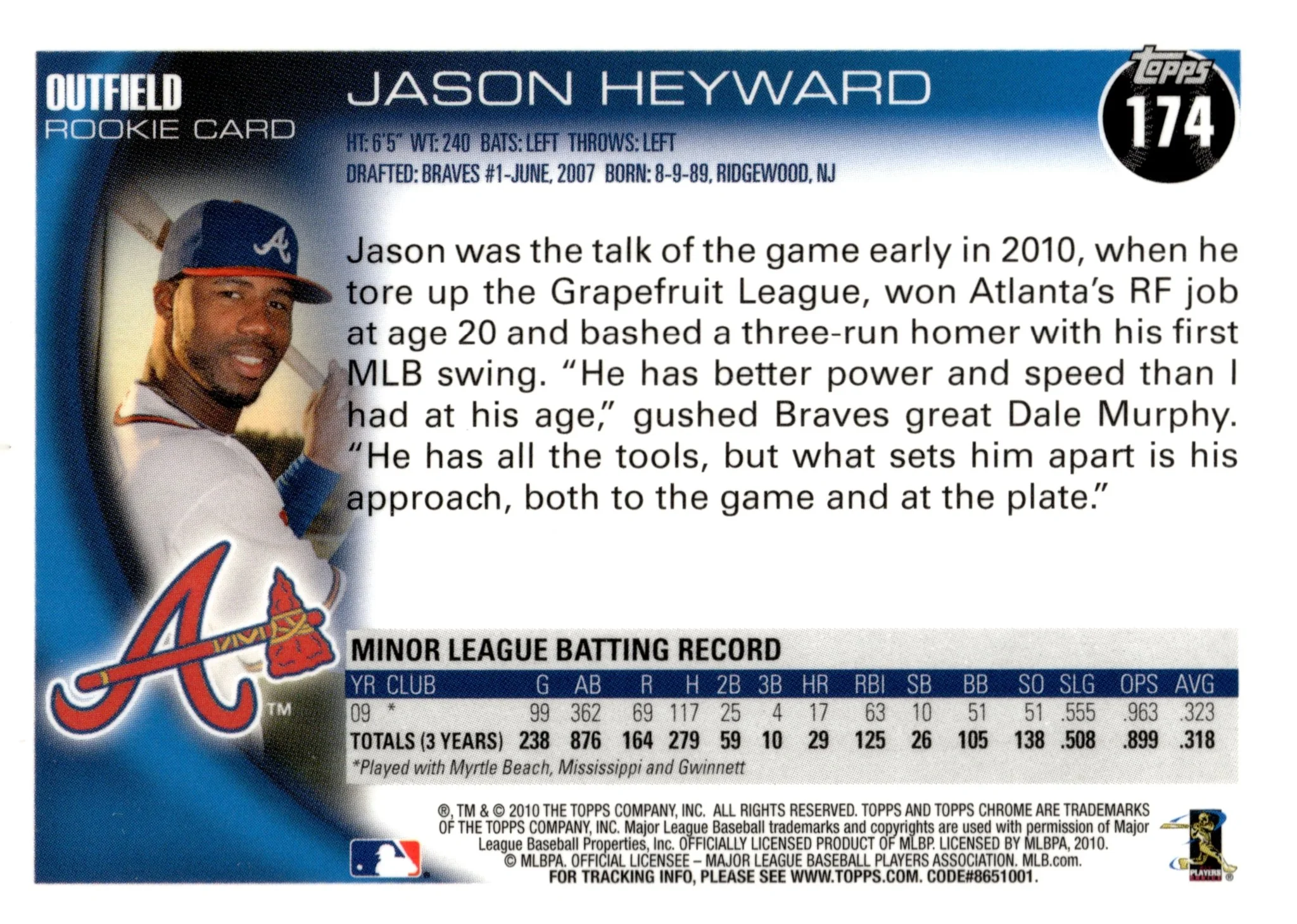 Jason Heyward 2010 Topps Chrome RC #174 - Image 2