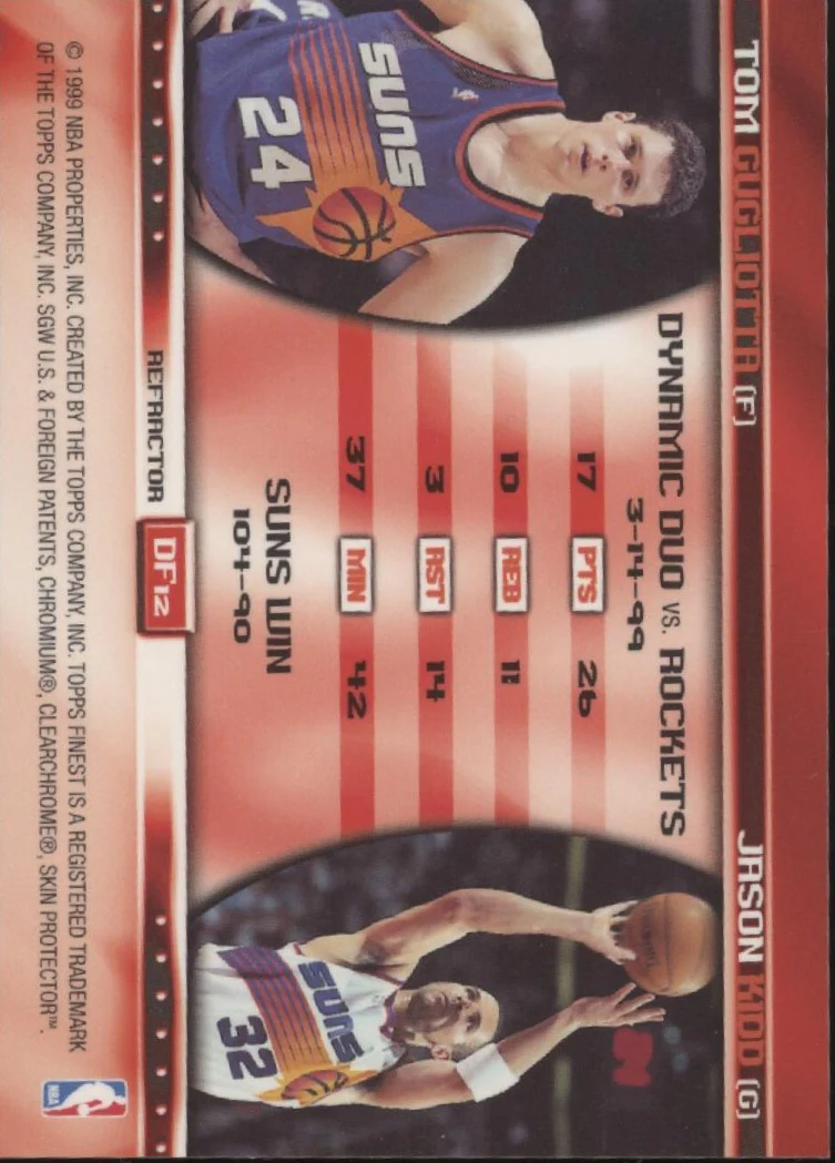 Jason Kidd / Tom Gugliotta 1999 Finest Double Feature Refractor with Coating - Image 2