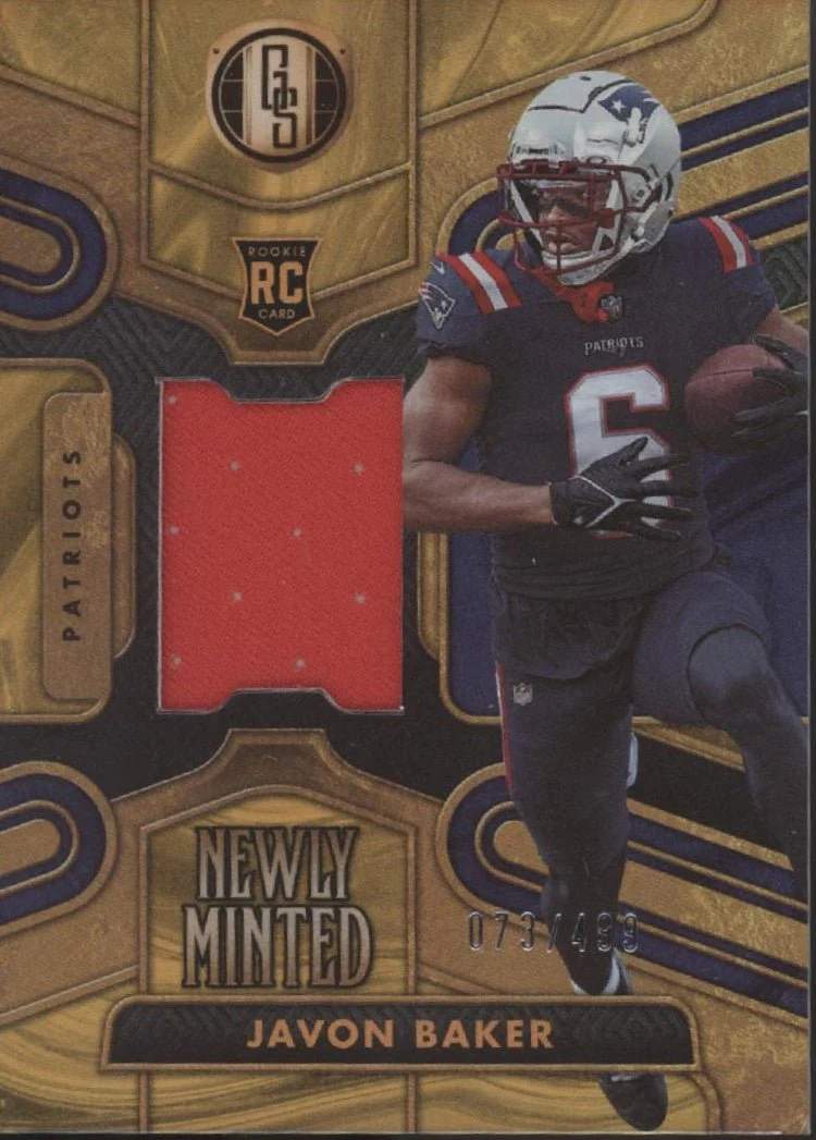 Javon Baker 2024 Panini Gold Standard Newly Minted Swatch RC 073/499 #NMM-JBR