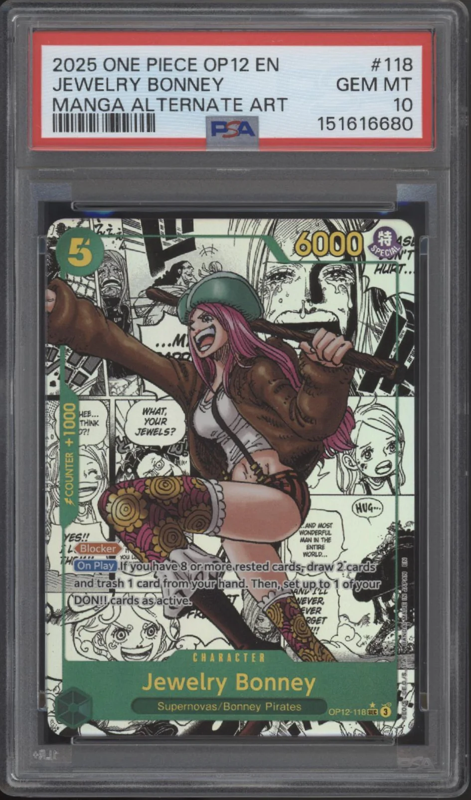 Jewelry Bonney One Piece Card Game OP12 Manga Alternate Art #118 PSA 10 #2