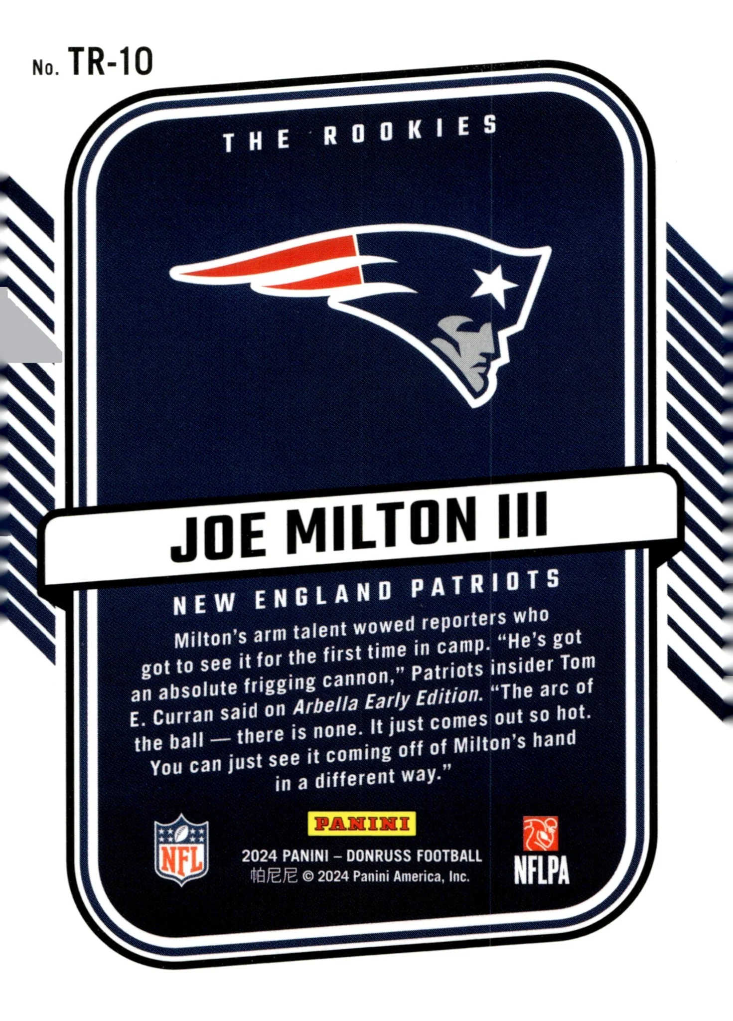 Joe Milton III 2024 Panini Donruss The Rookies RC #TR-10 - Image 2