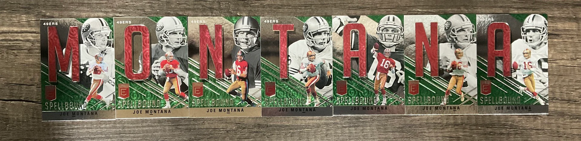 Joe Montana 2021 Panini Donruss Elite Spellbound "MONTANA" Lot