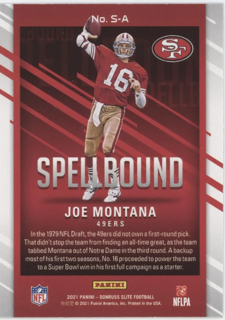 Joe Montana 2021 Panini Donruss Elite Spellbound "MONTANA" Lot - Image 11