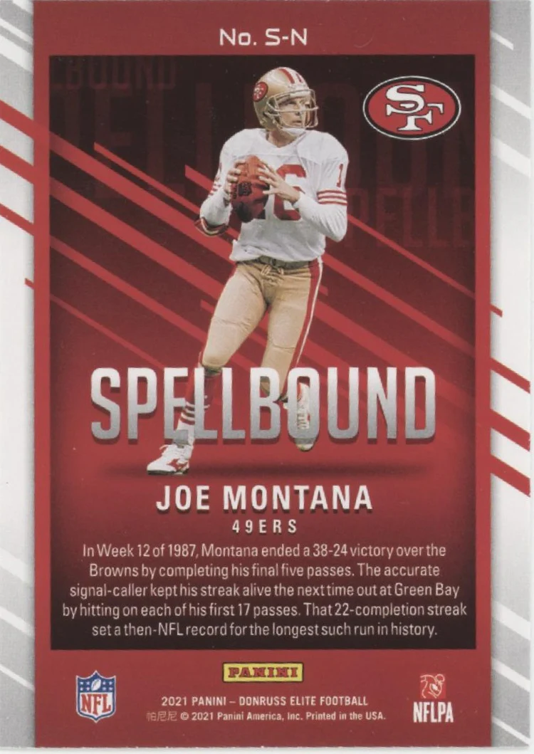 Joe Montana 2021 Panini Donruss Elite Spellbound "MONTANA" Lot - Image 13